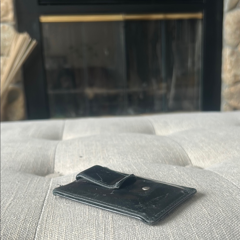 Coach Black Leather Card Holder W/ Money Clip